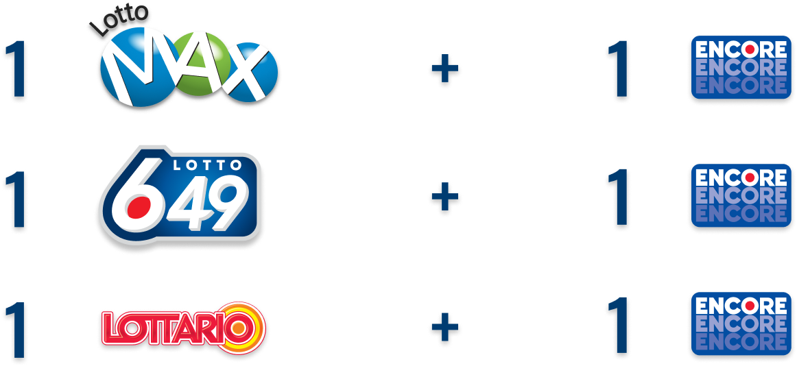 1 LOTTO MAX + 1 ENCORE 1 LOTTO 6/49 + 1 ENCORE 1 LOTTARIO + 1 ENCORE